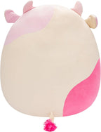 Squishmallows Original Caedyn - Vaca crema de 20 pulgadas con manchas rosadas, peluche oficial de Jazwares Jumbo
