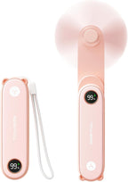 SWEETFULL Mini ventilador portátil de mano con pantalla LED, 3 en 1...
