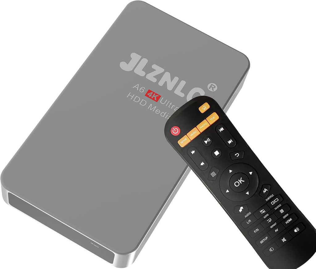 Reproductor multimedia 4K Ultra HD y caja de disco duro 2 en 1 Señalización digital | Reproducir H.265/HEVC H.264/AVC MP4 MKV, música MP3, fotos JPG reproducción automática y reanudación compatible