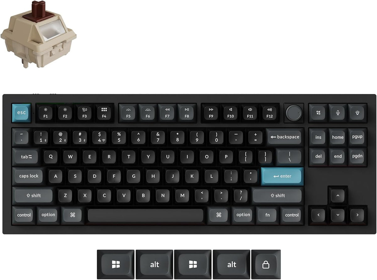 Keychron Teclado mecánico Q3 Ultra Wireless 8KHz, TKL 2.4G/Bluetooth 5.3/con cable hasta 660 horas de duración de la batería, aluminio intercambiable en caliente RGB Gaming ZMK para Mac/Windows