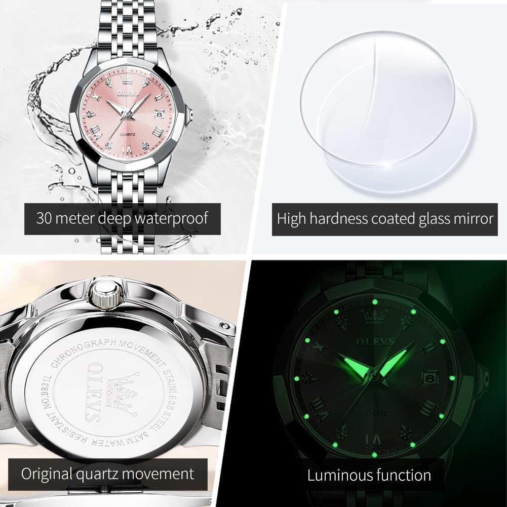 OLEVS Reloj de moda impermeable de lujo para mujer