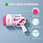 Pistola de burbujas para niños, máquina de burbujas recargable con luces