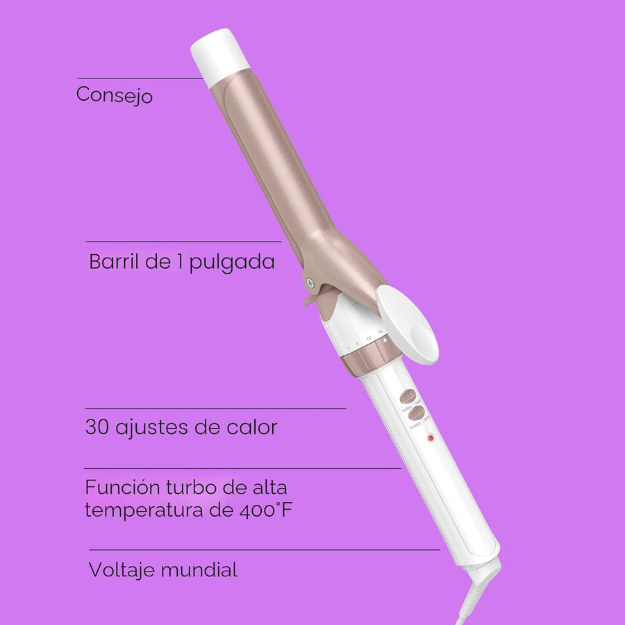 Conair Rizador de cerámica doble de 1 pulgada, barril de 1 pulgada...