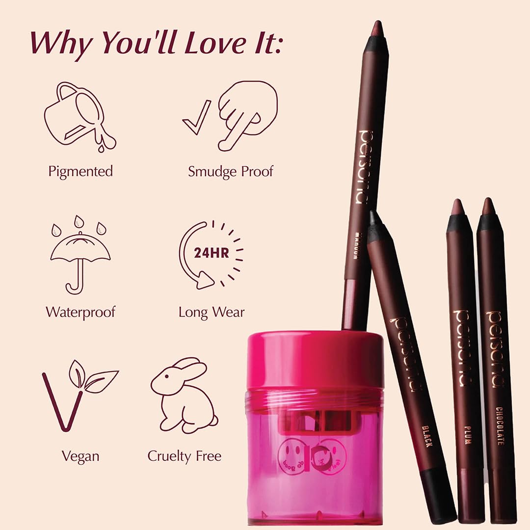 PERSONA Cosmetics - Kit de delineador de ojos + sacapuntas | 4 mini...