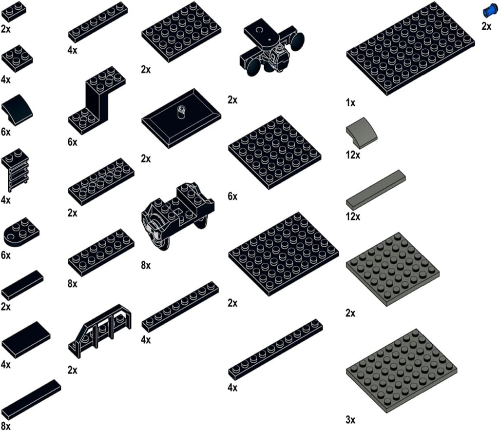 MOC City Creative Building Set – Ruedas de base de tren, camión de plataforma baja y vías de ferrocarril Kit de bricolaje (compatible con piezas técnicas 92339, 92088, 4025) (1PCS camión de