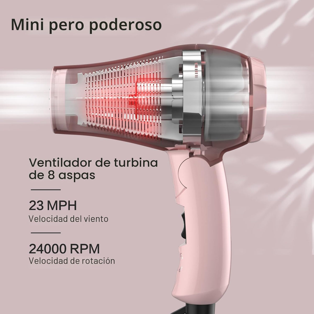 Dreyr Mini Secador de Pelo de Viaje Plegable: Secador de Doble Volt...