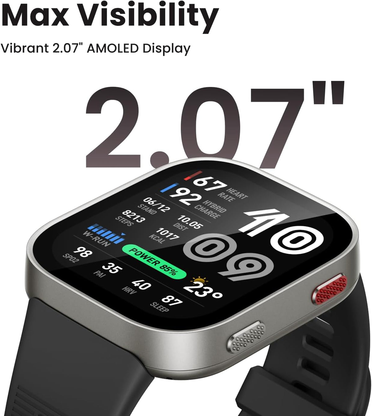 Amazfit Reloj inteligente Bip Max, pantalla AMOLED de 2.07", GPS, iOS