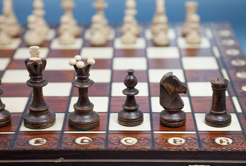 Chess and Games Shop Muba Hermoso Juego de Ajedrez Artesanal en Madera con Tablero y Piezas de Ajedrez - Idea de Regalo Productos (16 pulgadas (40 cm)), 1-2 Jugadores)