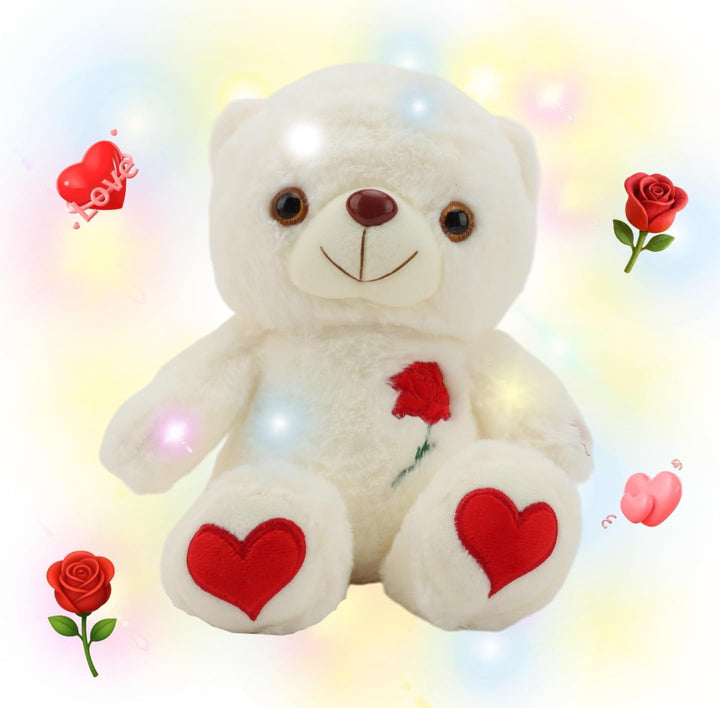 unsnurnoch Oso de peluche iluminado de 12 pulgadas, rosa blanca bri...