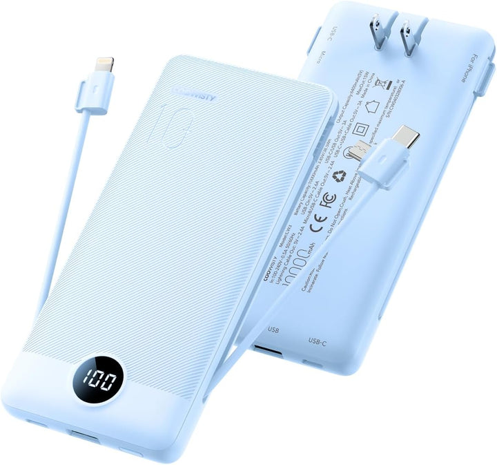 Coowisty Cargador portátil con enchufe de pared, banco de energía U...