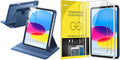 JETech Funda giratoria para iPad (A16) de 11ª/10ª generación (2025/2022) con soporte para lápiz y protector de pantalla de vidrio templado