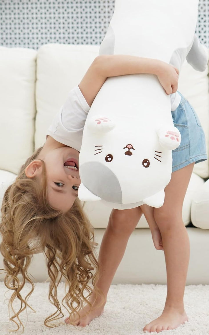 Dalmao - Muñeco de felpa de gato de 91 cm, almohada larga y suave c...