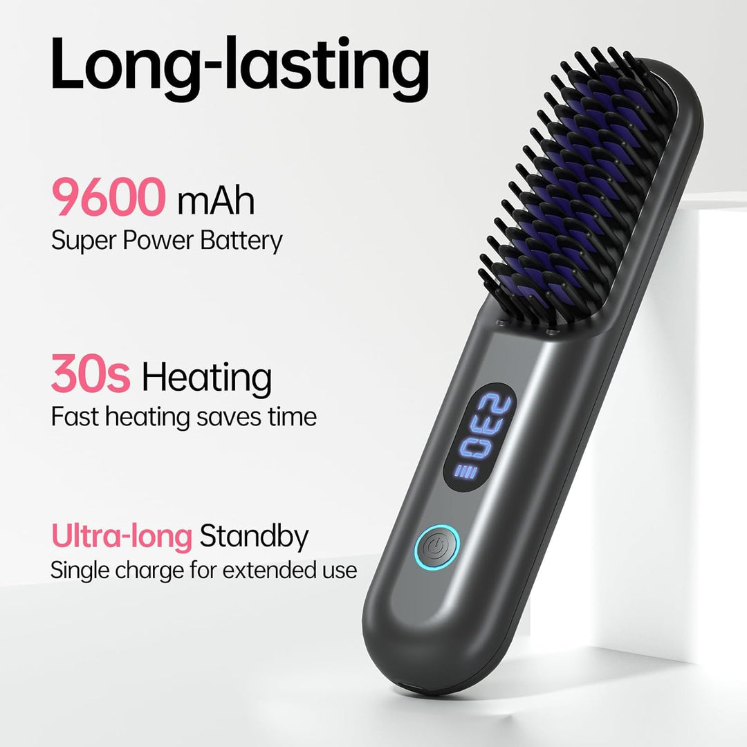 Cepillo alisador de pelo inalámbrico, peine alisador portátil, 9600...