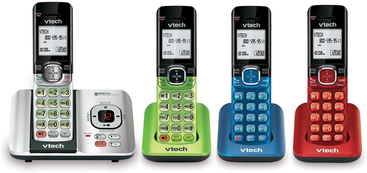 VTech CS6529-4B Sistema de telefonía inalámbrica de 4 receptores con contestador, con identificador de llamadas/llamada en espera
