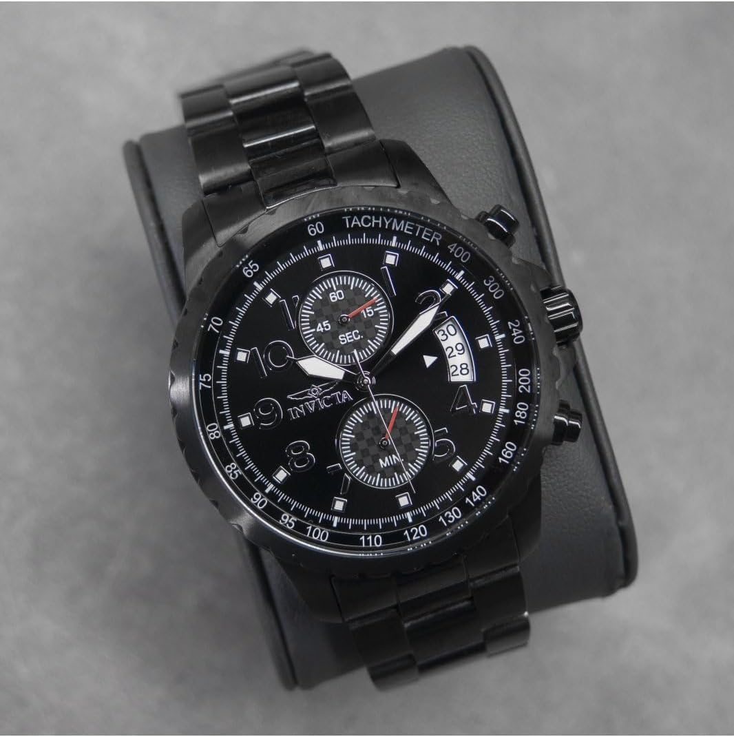 Invicta Specialty - Reloj de cuarzo para hombre, 1.77 pulgadas, acero inoxidable, color negro, dorado y azul (modelo: 13785 y 13787), 13787, Acero inoxidable