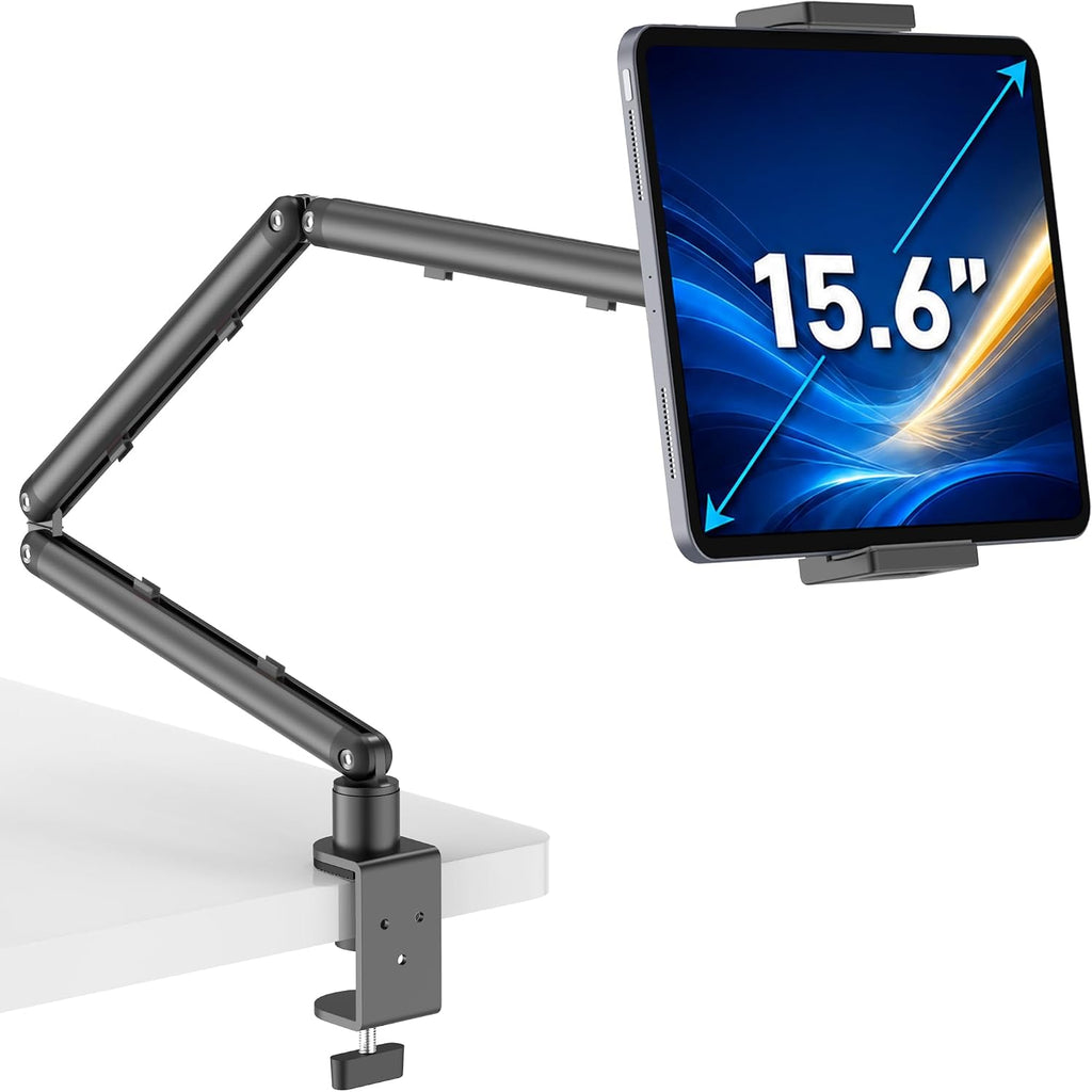 Soporte para iPad para escritorio, soporte de escritorio ajustable para iPad con abrazadera en C