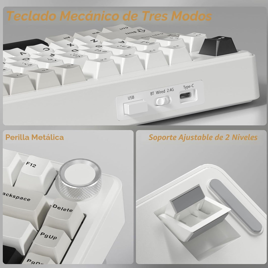SOLAKAKA Teclado mecánico inalámbrico A75 75%, teclado para juegos...