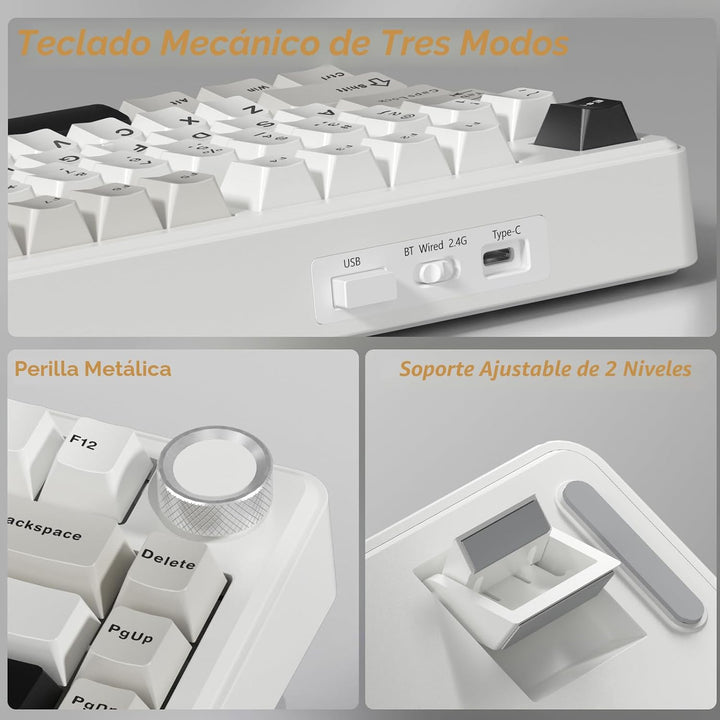 SOLAKAKA Teclado mecánico inalámbrico A75 75%, teclado para juegos...