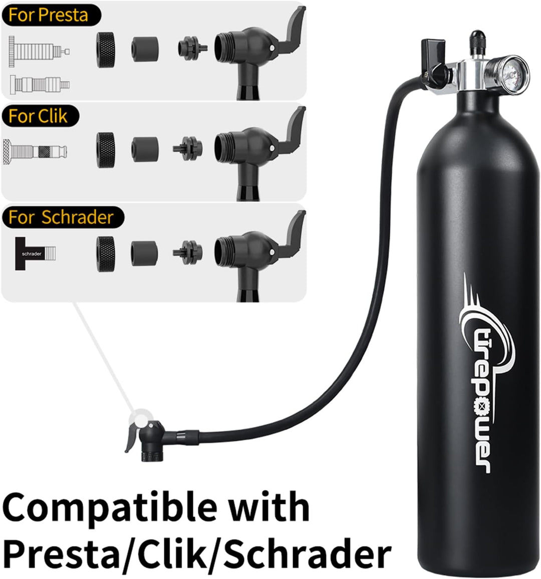 Ctrepower Tanque de aire para inflar neumáticos de bicicleta sin cá...