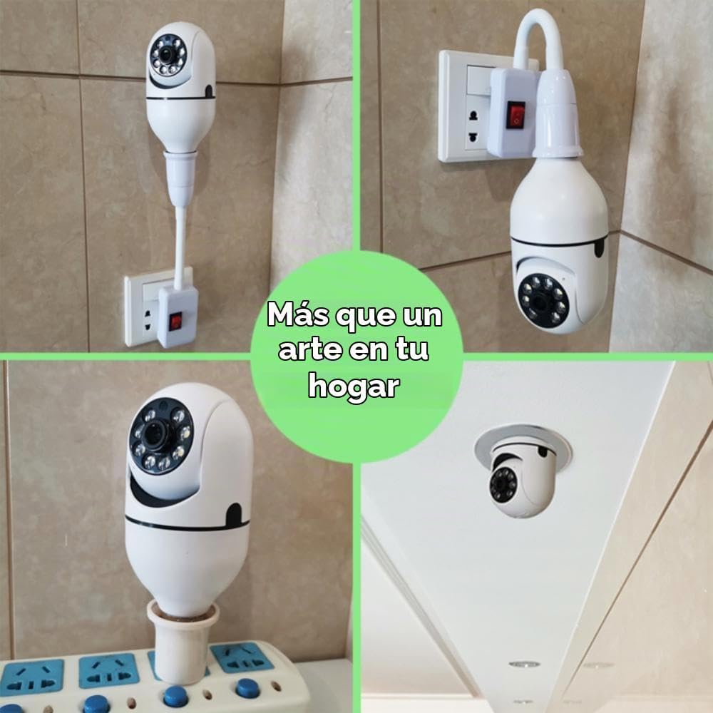 TUYA - Cámara de seguridad con bombilla E27, WiFi a color, 360 grados, panorámica/inclinación, cámara IP panorámica, 2.4 GHz, 1080P, vigilancia para el hogar, cámara para niños, con alarma de