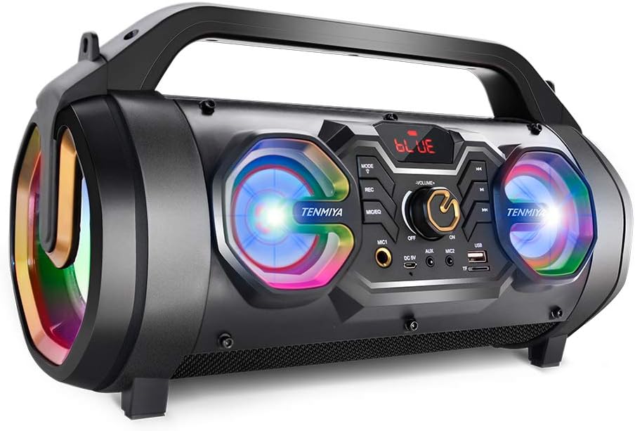 Altavoz Bluetooth, Boombox Bluetooth portátil de 30 W con subwoofer...