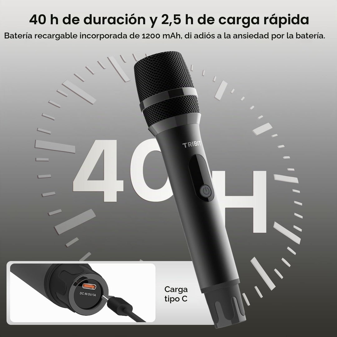 Tribit - Micrófono inalámbrico, sistema de micrófono dinámico inalá...