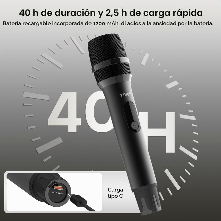 Tribit - Micrófono inalámbrico, sistema de micrófono dinámico inalá...