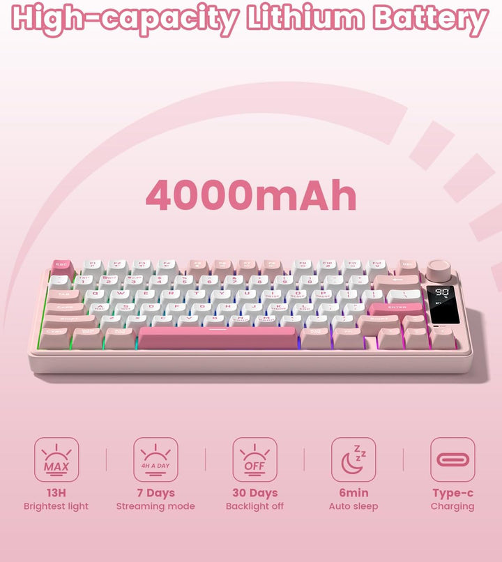 Womier DK75 75% Wireless Gaming Keyboard, RGB Backlit Creamy Keyboa...