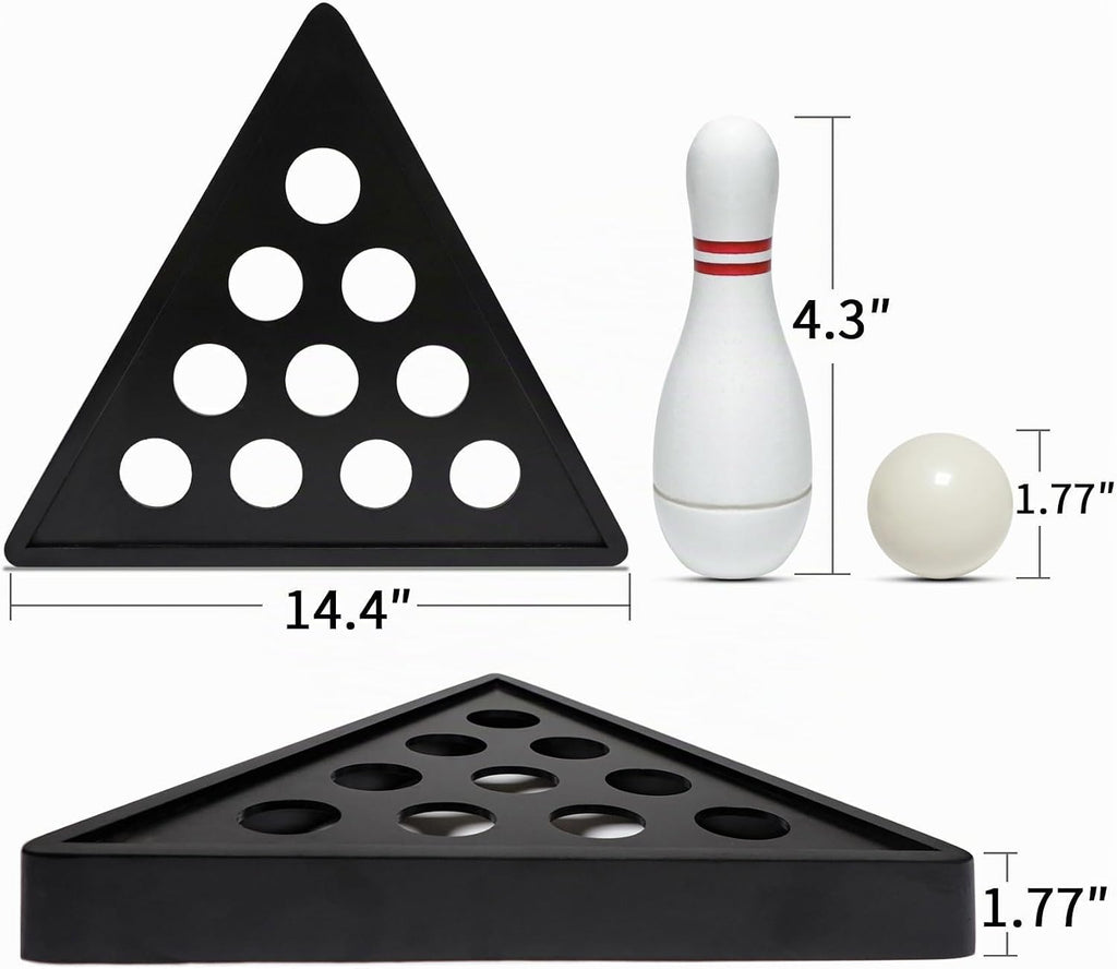 Juego de alfileres de bolos de tejo con 10 pines de bolos de madera dura de alta calidad, bola de boliche triangular Durabel de resina y bolsa de transporte, diversión para juegos de tejo