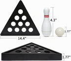 Juego de alfileres de bolos de tejo con 10 pines de bolos de madera dura de alta calidad, bola de boliche triangular Durabel de resina y bolsa de transporte, diversión para juegos de tejo