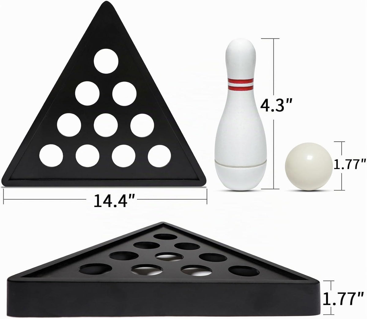 Juego de alfileres de bolos de tejo con 10 pines de bolos de madera dura de alta calidad, bola de boliche triangular Durabel de resina y bolsa de transporte, diversión para juegos de tejo