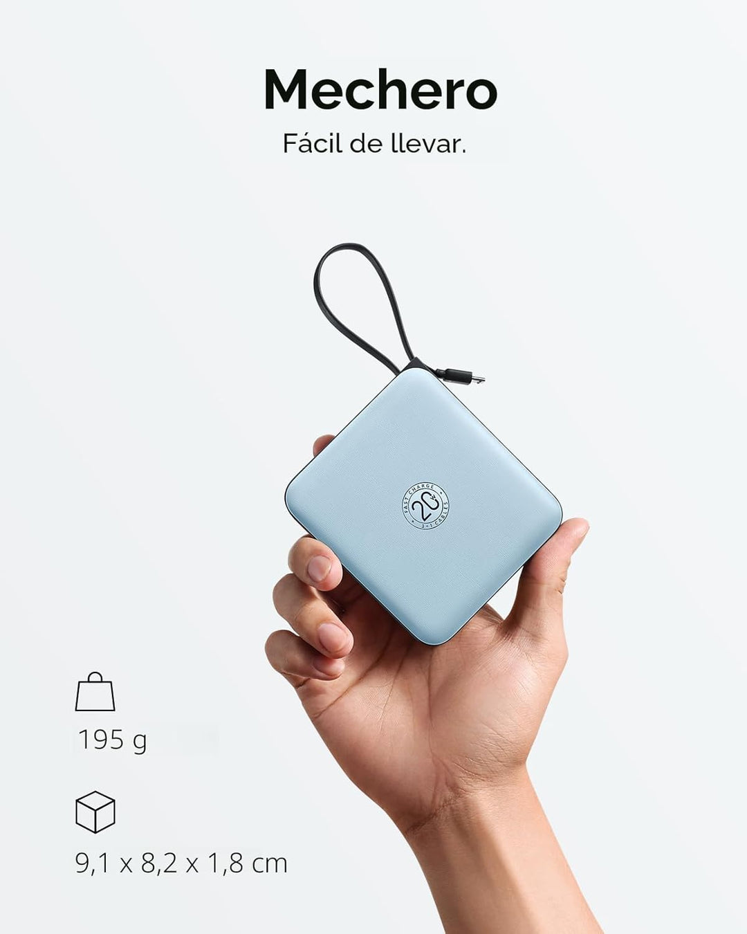 VRURC Cargador portátil para iPhone con cable incorporado, 10000mAh...