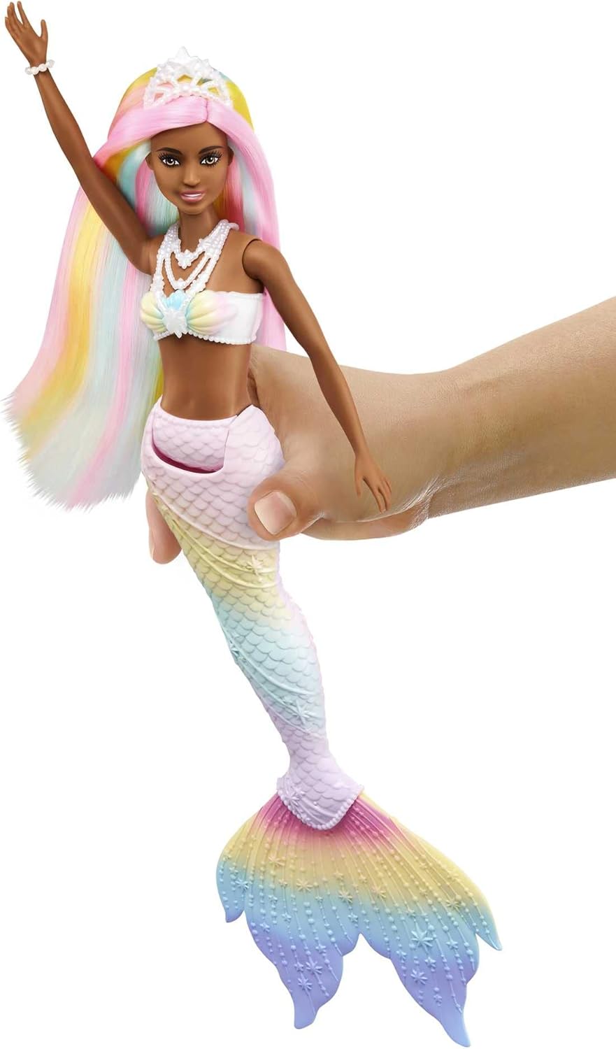 Muñeca Barbie Dreamtopia, sirena mágica arcoíris con pelo arcoíris...