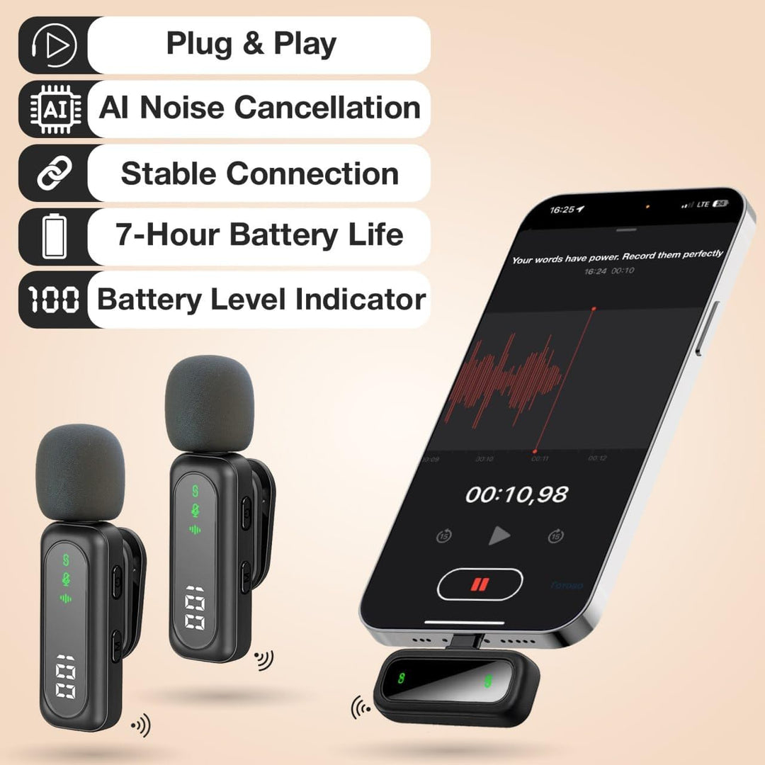 Micrófono Lavalier Inalámbrico para iPhone Mini Micrófono Android\/...