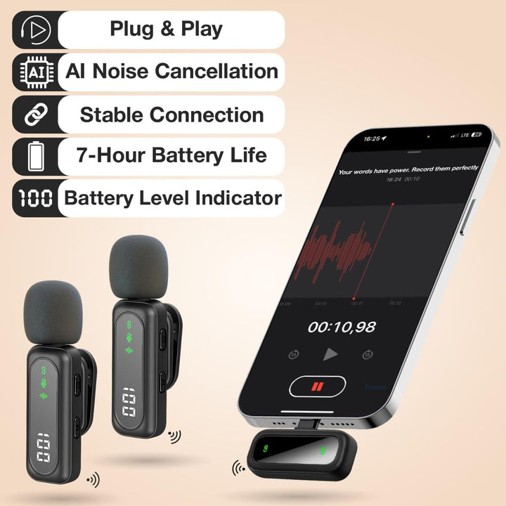 Micrófono Lavalier Inalámbrico para iPhone Mini Micrófono Android\/...