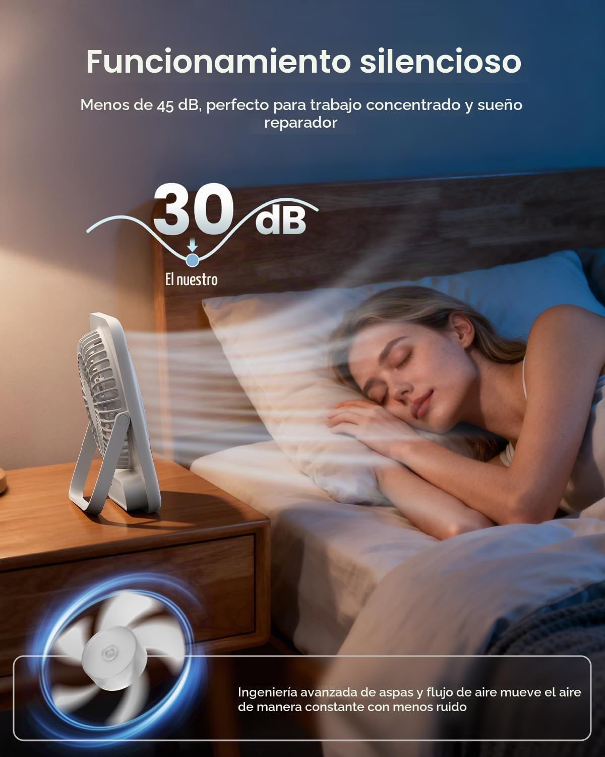 Otlonpe Ventilador de escritorio portátil personal, pequeño ventila...