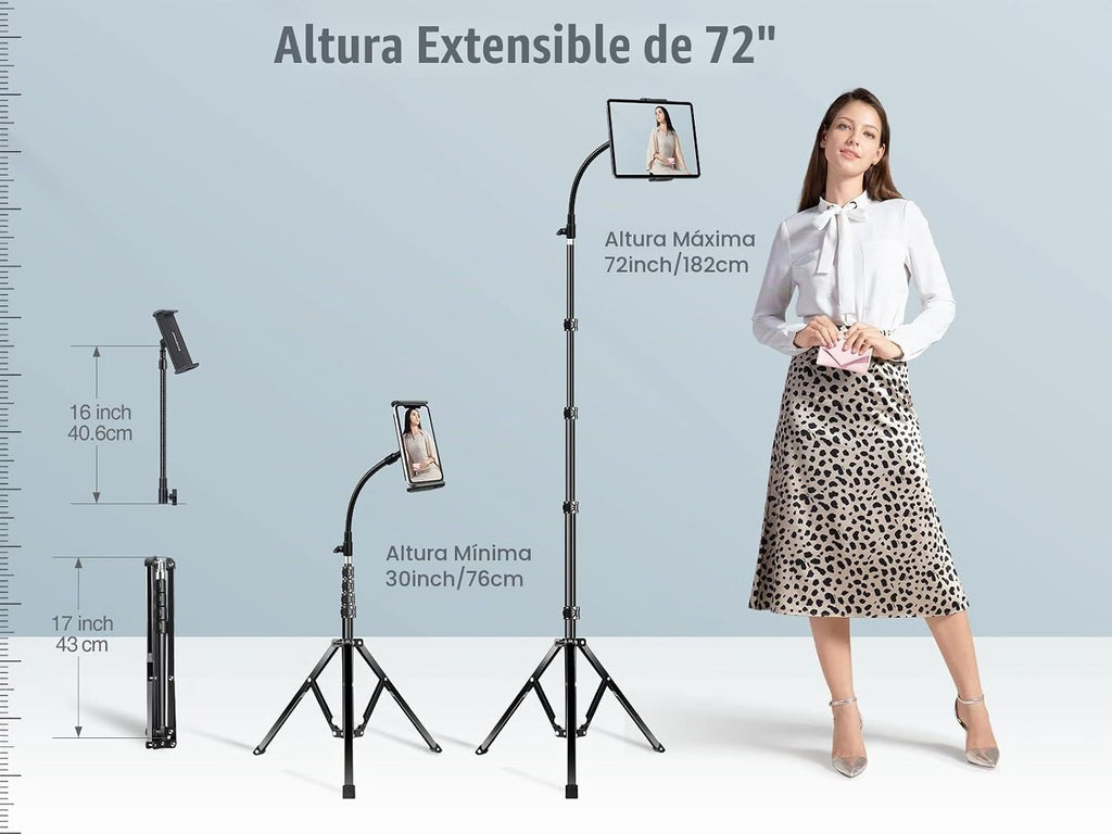 elitehood Piso ajustable del soporte del iPad de 72in, soporte resistente