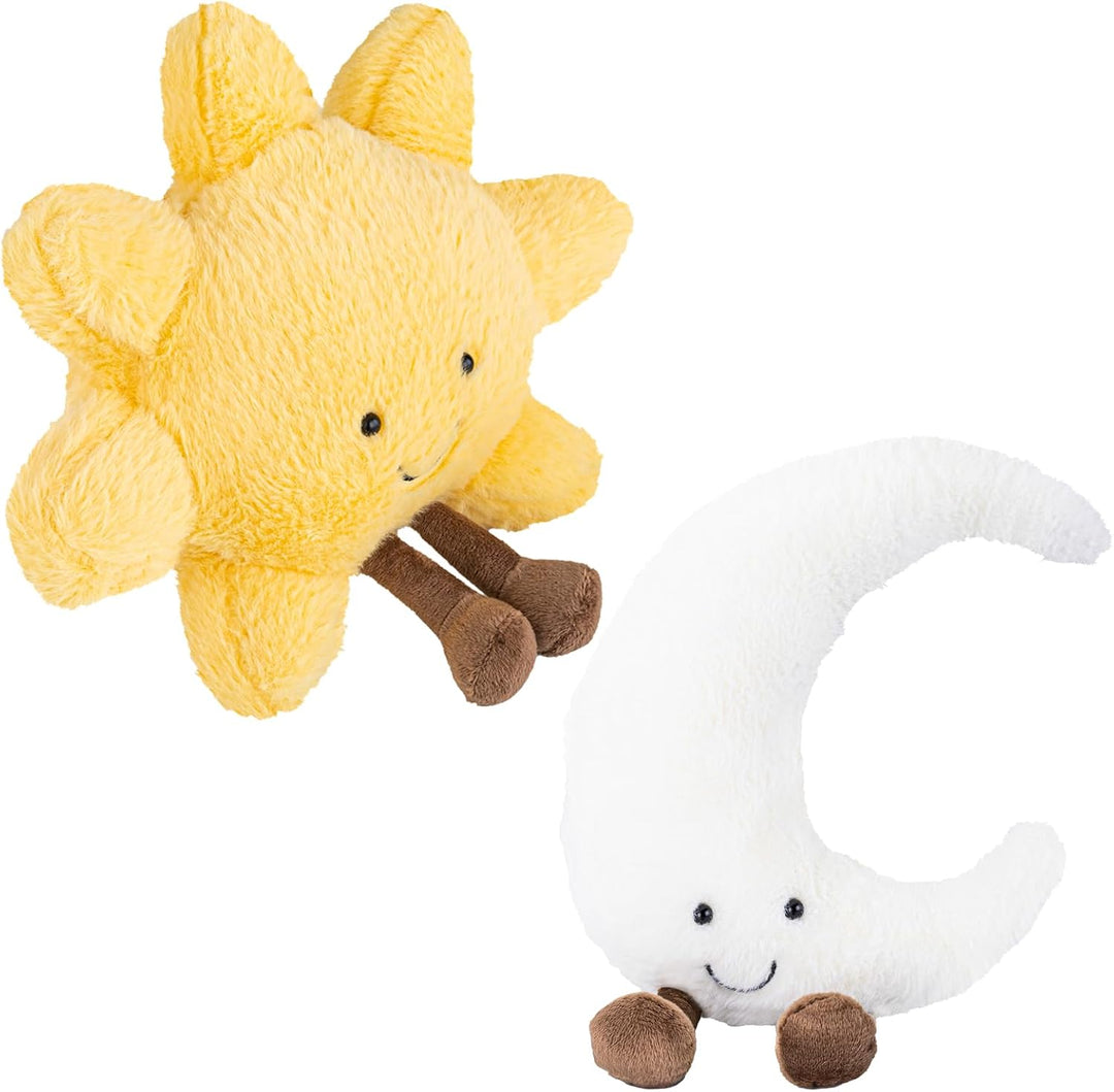 Almohada de sol y luna de felpa, sonriente y divertida, almohada de...