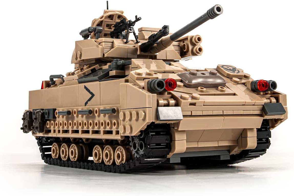 dOvOb Juego de Construcción de Tanque Militar M2 Bradley (1350 PIEZAS), Juguete de Construcción de Vehículo de Combate de Infantería del Ejército para Regalo de Adulto o Niño