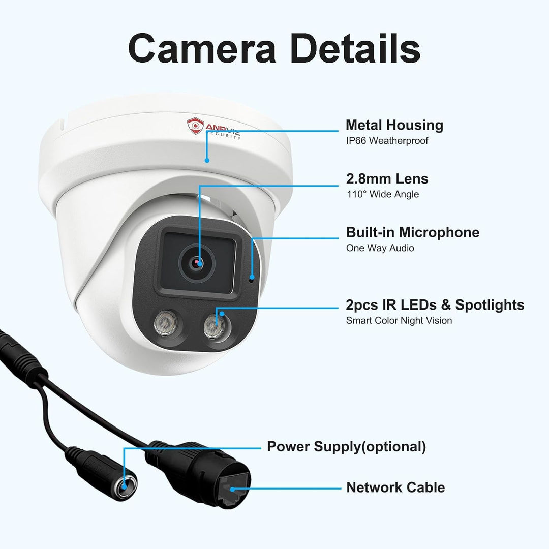 Cámara IP PoE Anpviz de 4MP, cámara de seguridad torreta IP para in...