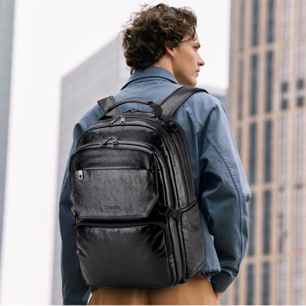 Tzowla Mochila de cuero para laptop, bolsa para hombres y mujeres,...