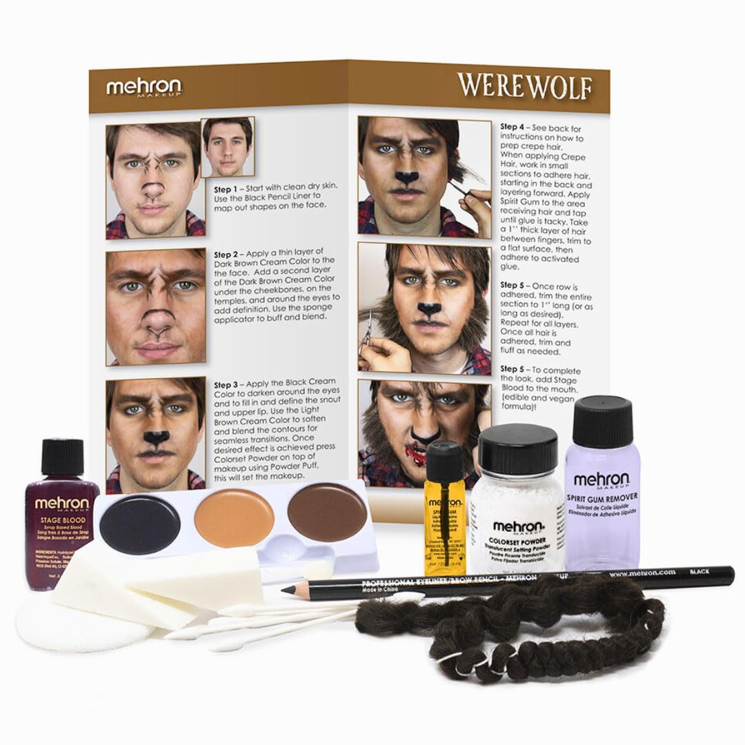 Mehron - Kit de maquillaje premium de personaje (hombre lobo)