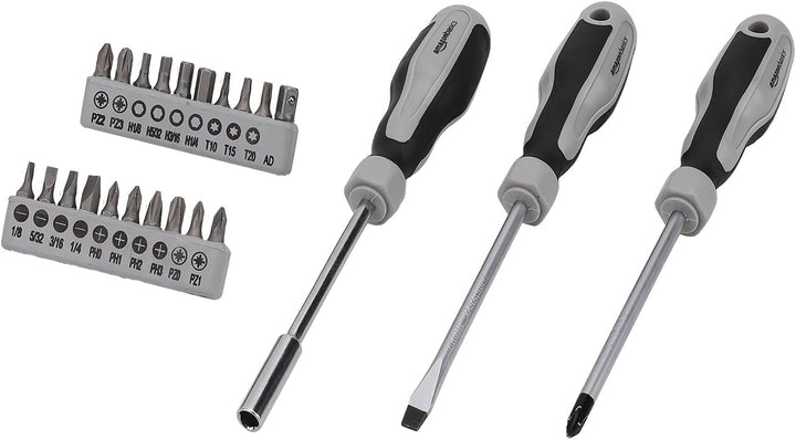 AmazonBasics Caja de herramientas manuales para el hogar, 173 piezas