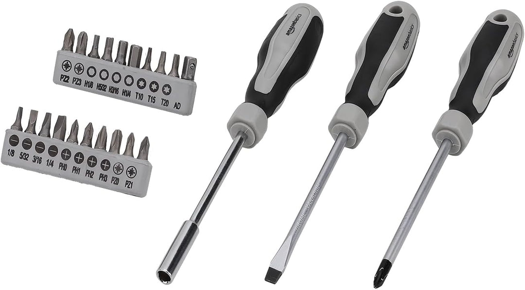 AmazonBasics Caja de herramientas manuales para el hogar, 173 piezas