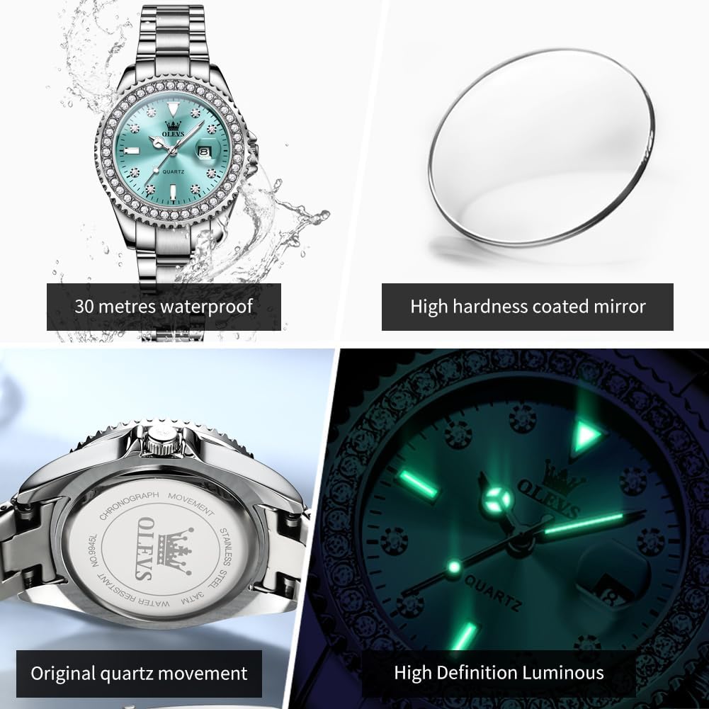 OLEVS Relojes para Mujeres Lujo Diamante con Fecha Analógico Cuartz para Mujer