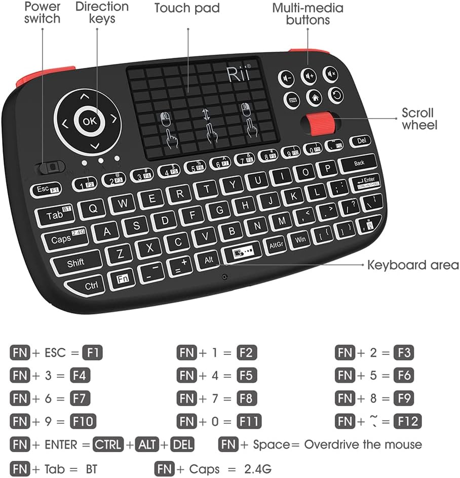 Rii i4 Mini Teclado Bluetooth con Touchpad Teclado