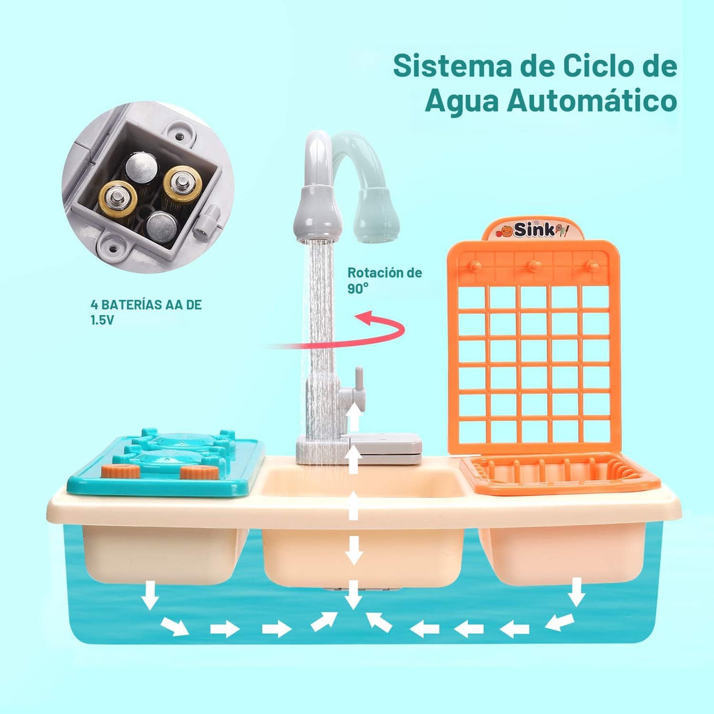CUTE STONE Juguetes para fregadero de cocina con grifo real mejorado