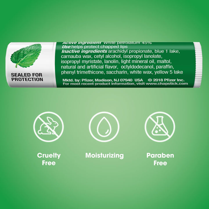 ChapStick Bálsamo labial a granel, menta verde clásica, paquete de...