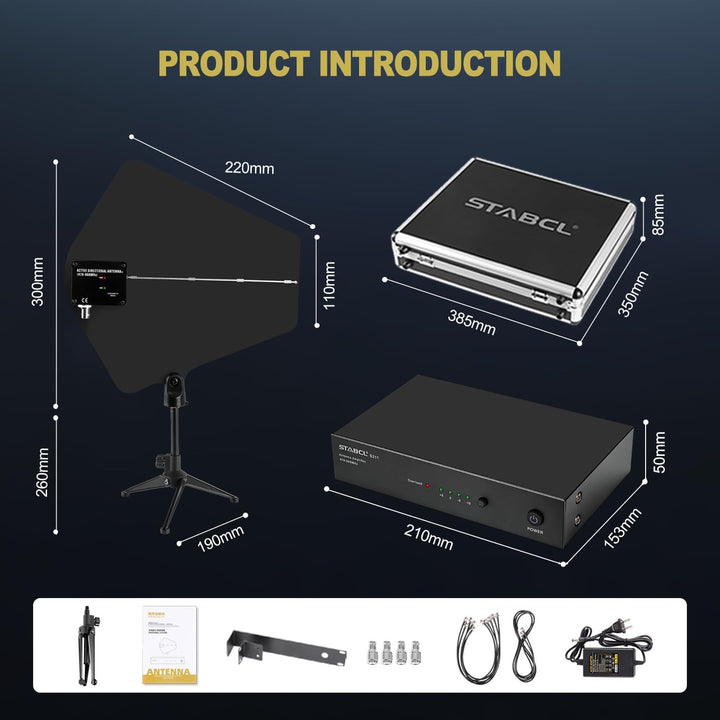 Paquete de sistema de distribución de antena UHF con estuche de tra...