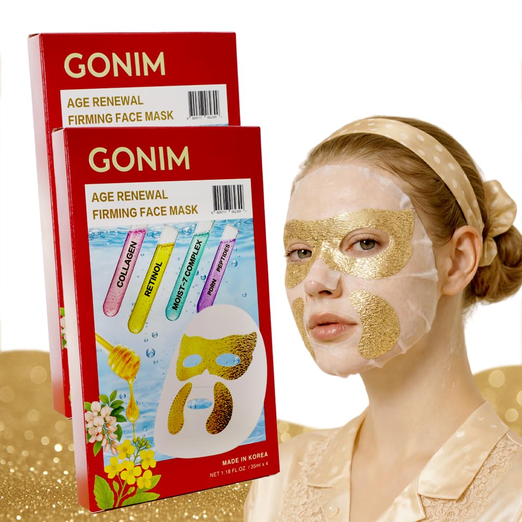 GONIM Máscara facial coreana con parches integrados para los ojos c...